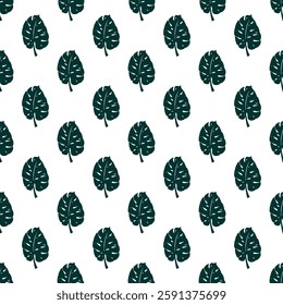 Seamless pattern with monstera tropical leaves doodle for decorative print, wrapping paper, greeting cards, wallpaper and fabric