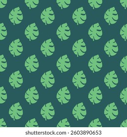 Seamless pattern with monstera tropical leaves doodle for decorative print, wrapping paper, greeting cards, wallpaper and fabric