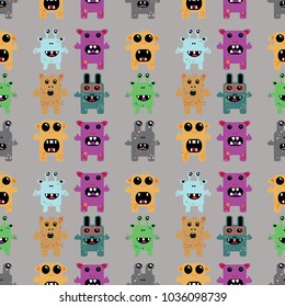 Seamless pattern with monsters. 