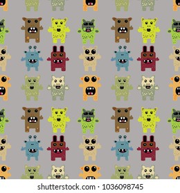 Seamless pattern with monsters. 