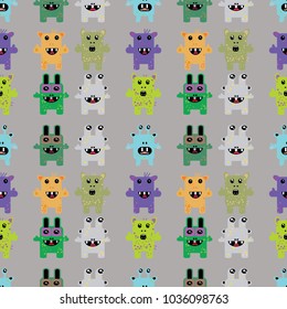 Seamless pattern with monsters. 