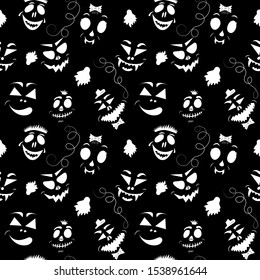 Seamless pattern with monsters. Gloomy background for halloween.