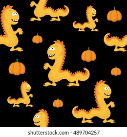 seamless pattern with monsters halloween