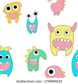 seamless pattern with monsters vector illustration