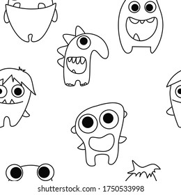 seamless pattern with monsters vector illustration
