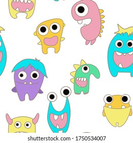 seamless pattern with monsters vector illustration