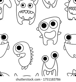 seamless pattern with monsters vector illustration