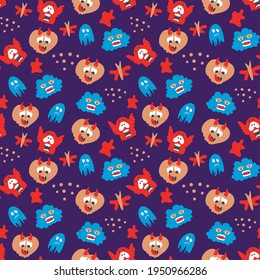 seamless pattern with monsters vector illustration