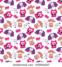 seamless pattern with monsters vector illustration