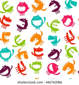 seamless pattern with monsters vector illustration