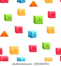 Seamless pattern with Montessori wooden cubes