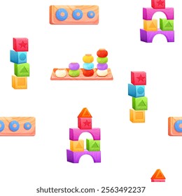 Seamless pattern of Montessori wooden  sorter toy