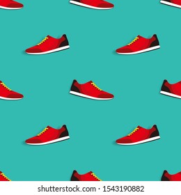 
seamless pattern mooderns men's shoes. with a red isolated green texture. vector shoe fasion wallpaper designs.