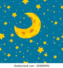 seamless pattern with a moon and stars