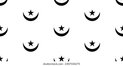 Patrón sin foco de la luna y estrellas de negro. Luna y estrellas.  Musulmana. Islam.