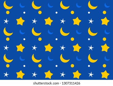 Seamless pattern with moon, stars. Night sky