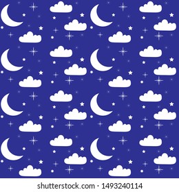 seamless pattern of moon and stars on a night sky
