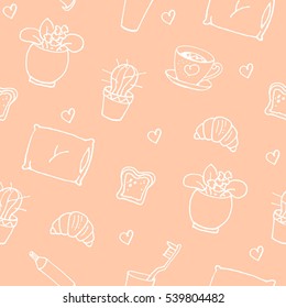 seamless pattern. morning at home. warm background.