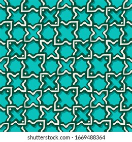 Seamless pattern with Moroccan grid in 4 colors. Vector illustration.