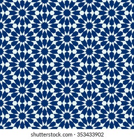 Seamless pattern in Moroccan style.
Islamic traditional tile ornament. Geometric background.
Vector illustration. 