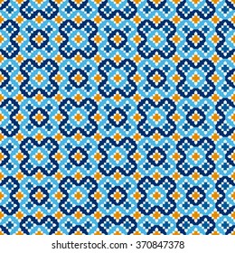 Seamless pattern in Moroccan style. Mosaic tile.
Islamic traditional ornament. Geometric background.
Vector illustration. 