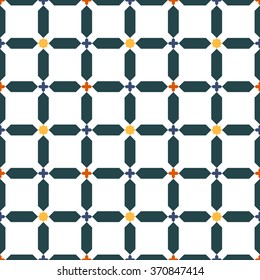 Seamless pattern in Moroccan style. Mosaic tile.
Islamic traditional ornament. Geometric background.
Vector illustration. 