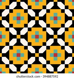 Seamless pattern in Moroccan style. Mosaic tile. Islamic traditional ornament. Geometric background. Vector illustration.