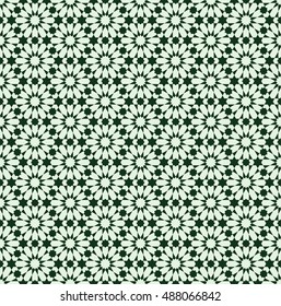 Seamless pattern in Moroccan style. Mosaic tile.
Islamic traditional ornament. Geometric background.
Vector illustration. 