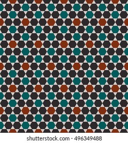 Seamless pattern in Moroccan style. Mosaic tile. Islamic traditional ornament. Geometric background. Vector illustration. 