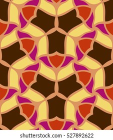 Seamless pattern morrocan ornament. Floral textile print. Islamic vector design. Oriental background with abstract flowers. Hexagonal swatch
