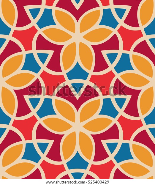 シームレスな模様のモロカンの装飾 花柄イスラムのベクター画像デザイン 抽象的な花を持つ 東洋の背景 六角形の見本 のベクター画像素材 ロイヤリティフリー