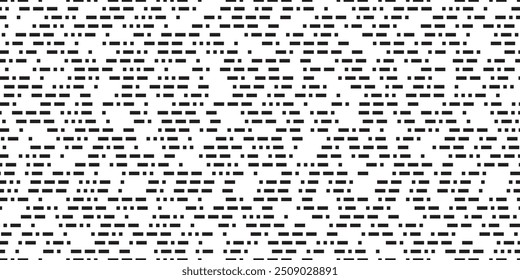 Patrón sin fisuras con letras de código Morse. Abstractas bw bg con signos específicos. Cuadrados y rectángulos o líneas discontinuas en un fondo de geometría simple. Textura geométrica del Vector