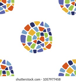 Seamless pattern with mosaic abstract circles. Design for wrapping paper, textile, fabric. Vector illustration. Textured effect.