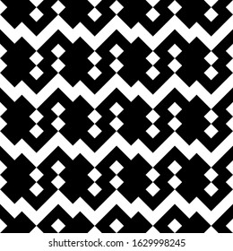 Seamless pattern. Mosaic illustration. Squares, shapes wallpaper. Geometric background. Checks, figures ornament. Ethnic motif. Tiles, curves backdrop. Digital paper, textile print, abstract. Vector.