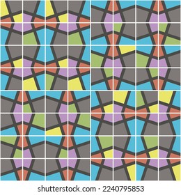 Seamless pattern with mosaic multicolored composition. Vector illustration