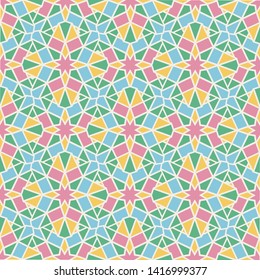 Seamless pattern mosaic oriental. Traditional antique ornament morocco and arabian. Geometry oriental ethnic tile. Vector illustration,