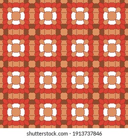 Seamless pattern with mosaic ornament in red-brown tones. Vector illustration