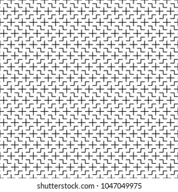 Seamless pattern with mosaic ornament. Repeated puzzle figures and crosses background. Logic game motif. Grid wallpaper. Digital paper for page fills, web designing, textile print. Vector illustration