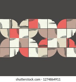 Seamless pattern. Mosaic parts painted with ink. Geometric background. Can be used for wallpaper, textile, invitation card, web page background.