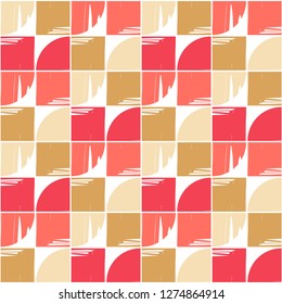 Seamless pattern. Mosaic parts painted with ink. Geometric background. Can be used for wallpaper, textile, invitation card, web page background.