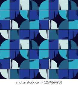 Seamless pattern. Mosaic parts painted with ink. Geometric background. Can be used for wallpaper, textile, invitation card, web page background.