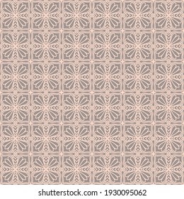 patrón ininterrumpido con mosaicos y flores de color rosa y marrón oscuro, vector,