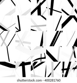 Seamless pattern with mosaic of random shapes. Geometric monochrome mosaic background, pattern.