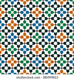 Seamless pattern. Mosaic tile.  Traditional ornament. Geometric background. Vector illustration. 