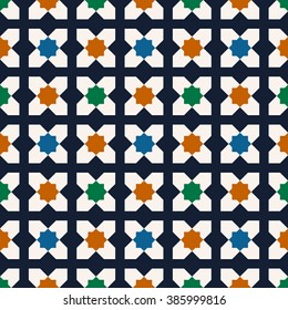 Seamless pattern. Mosaic tile.  Traditional ornament. Geometric background. Vector illustration. 