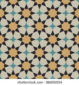 Seamless pattern. Mosaic tile.  Traditional ornament. Geometric background. Vector illustration. 