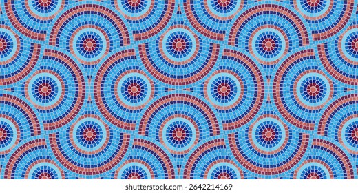 Padrão perfeito com mosaicos, modelo editável. Antigo mosaico cerâmica padrão. Ilustração vetorial em mosaico gráfico