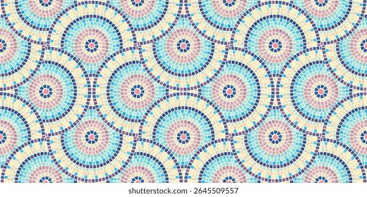 Seamless pattern with mosaic tiles, editable template. Ancient mosaic ceramic tile pattern. Vector illustration graphic mosaic