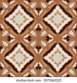 Seamless pattern with mosaic tiles of the Mediterranean. Vector illustration