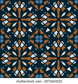 Seamless pattern with mosaic tiles of the Mediterranean. Vector illustration